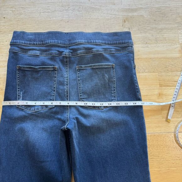 Spanx Distressed Denim Jeans Stretch Ankle Skinny Frayed Medium Wash Pull On XL - Picture 9 of 11